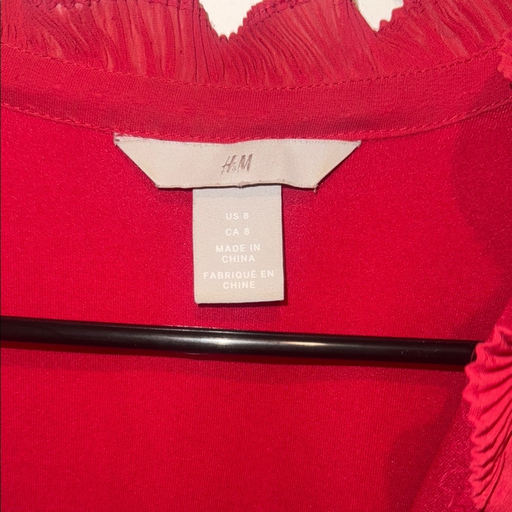 H&M Red Mini Dress with Ruffle Sleeves - Picture 4 of 4